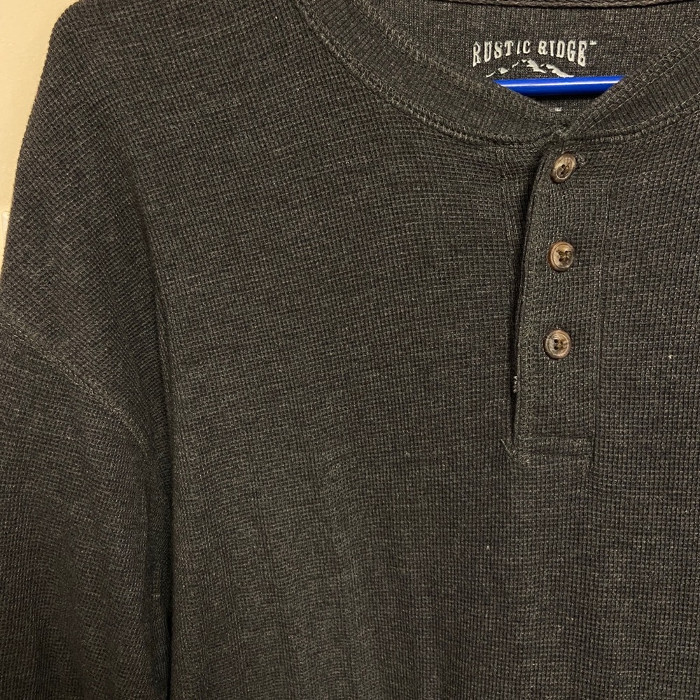 Rustic Ridge Gray mini-Waffle Knit 3-Button Shirt - Picture 2 of 2